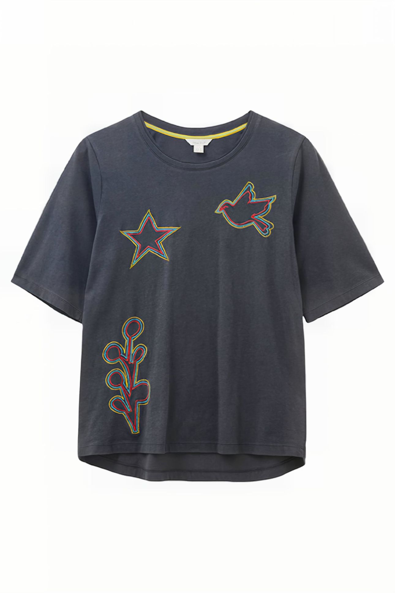 ANNABEL EMBROIDERED TEE GREY MULTI 1