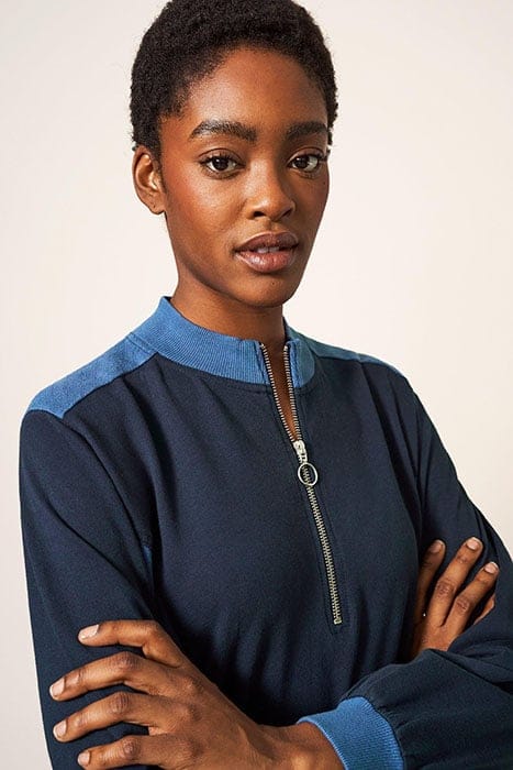 BEXLEY JERSEY SWEAT DRESS BLUE MLT 3