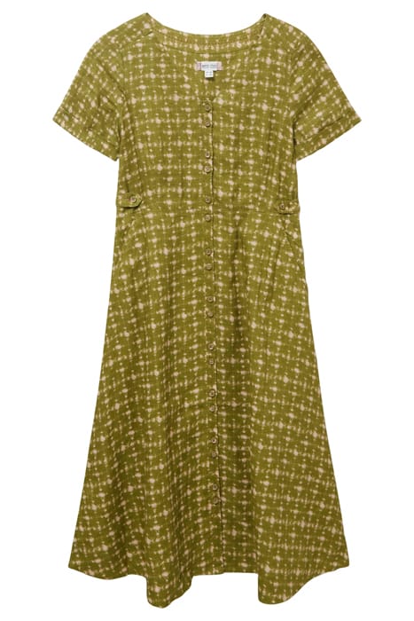 IVY LINEN MIDI DRESS GREEN PRINT 4