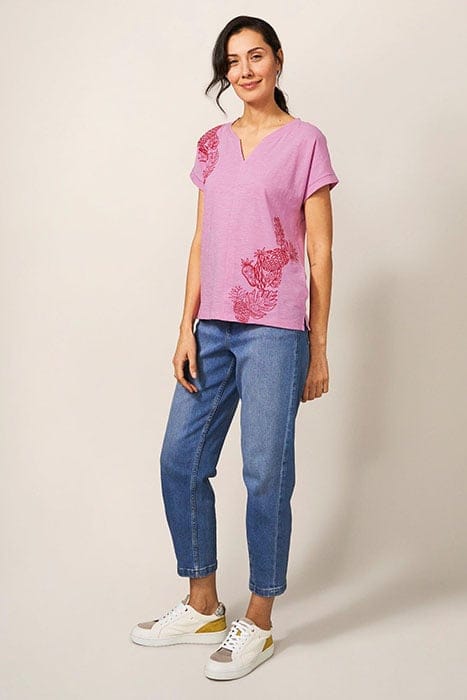 NELLY EMBROIDERED TEE PINK MULTI 1