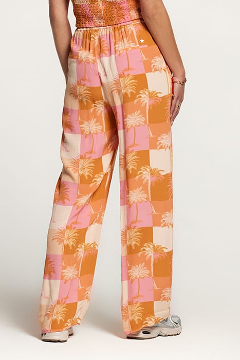 LADIES MONACO TROUSERS BLOCK PALM ICED STRAWBERRY PINK 2
