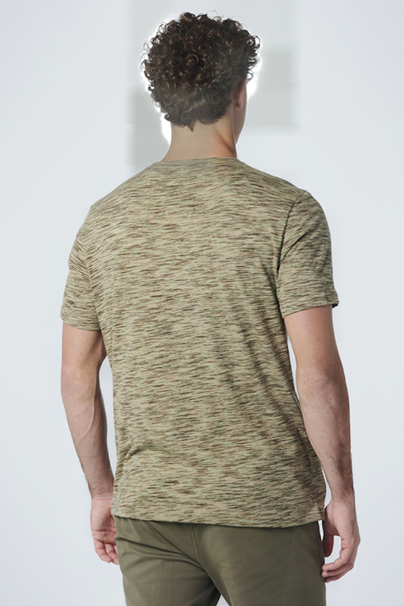 T-SHIRT CREWNECK MULTI COLOURED YARN DYED MELANGE SMOKE GREE 2