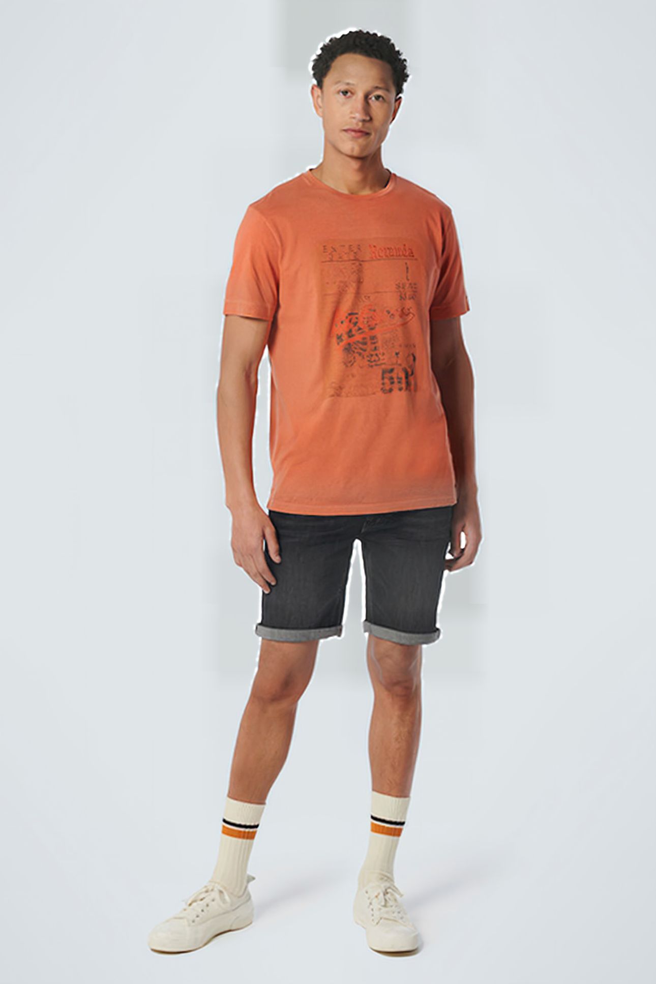 T-SHIRT CREWNECK PRINT GARMENT DYED PAPAYA 3