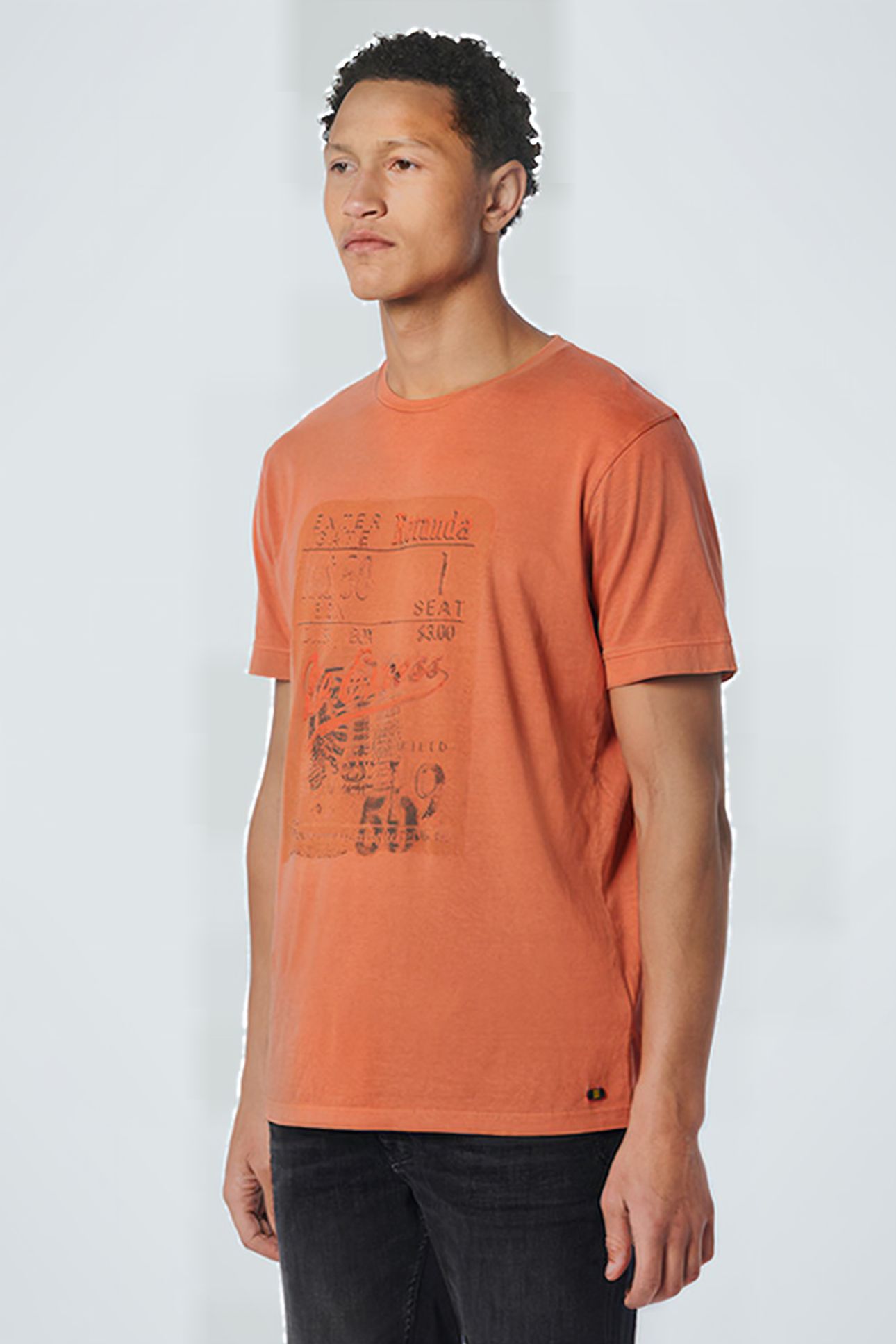 T-SHIRT CREWNECK PRINT GARMENT DYED PAPAYA 1
