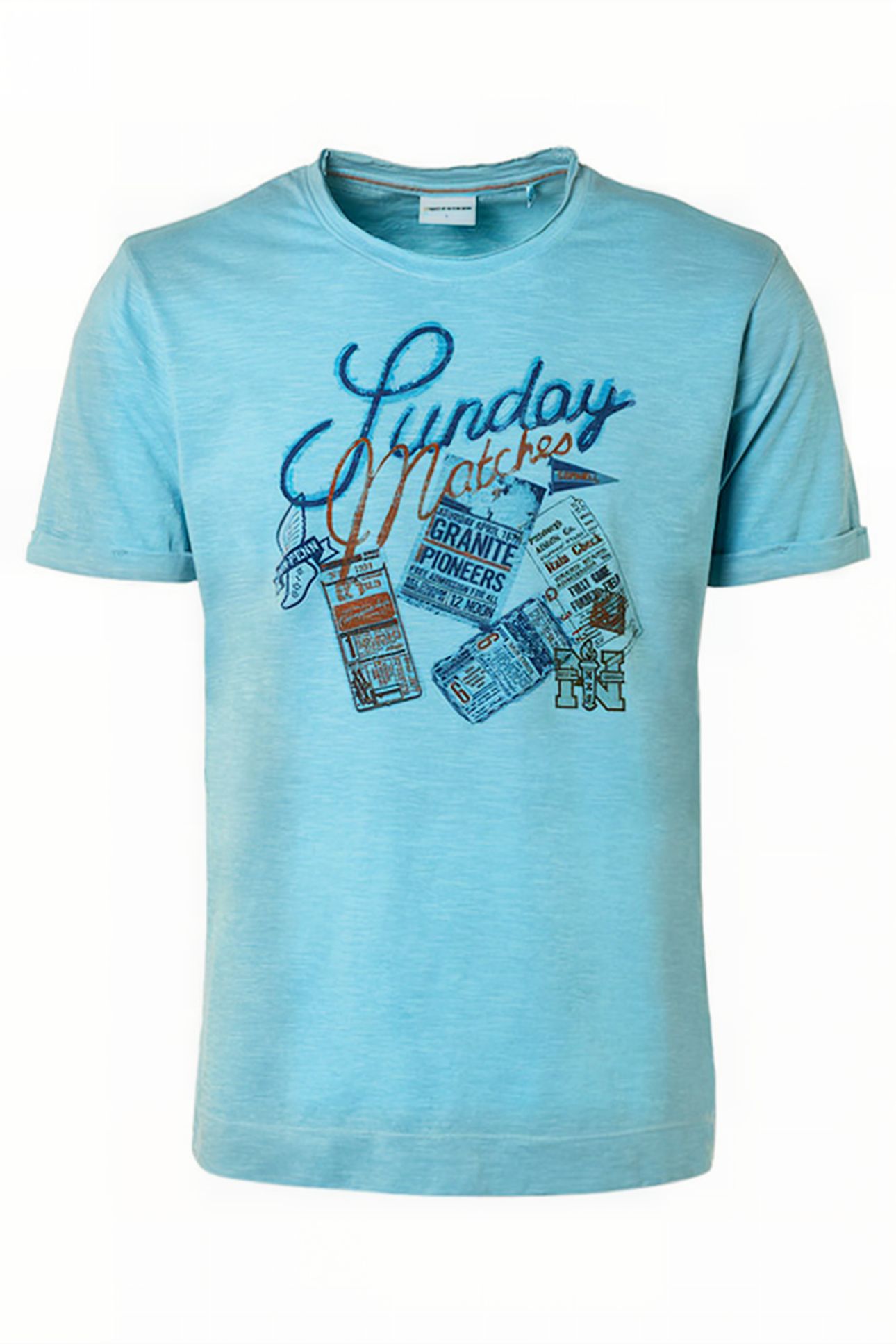 T-SHIRT CREWNECK PRINT GARMENT DYED LIGHT AQUA 4