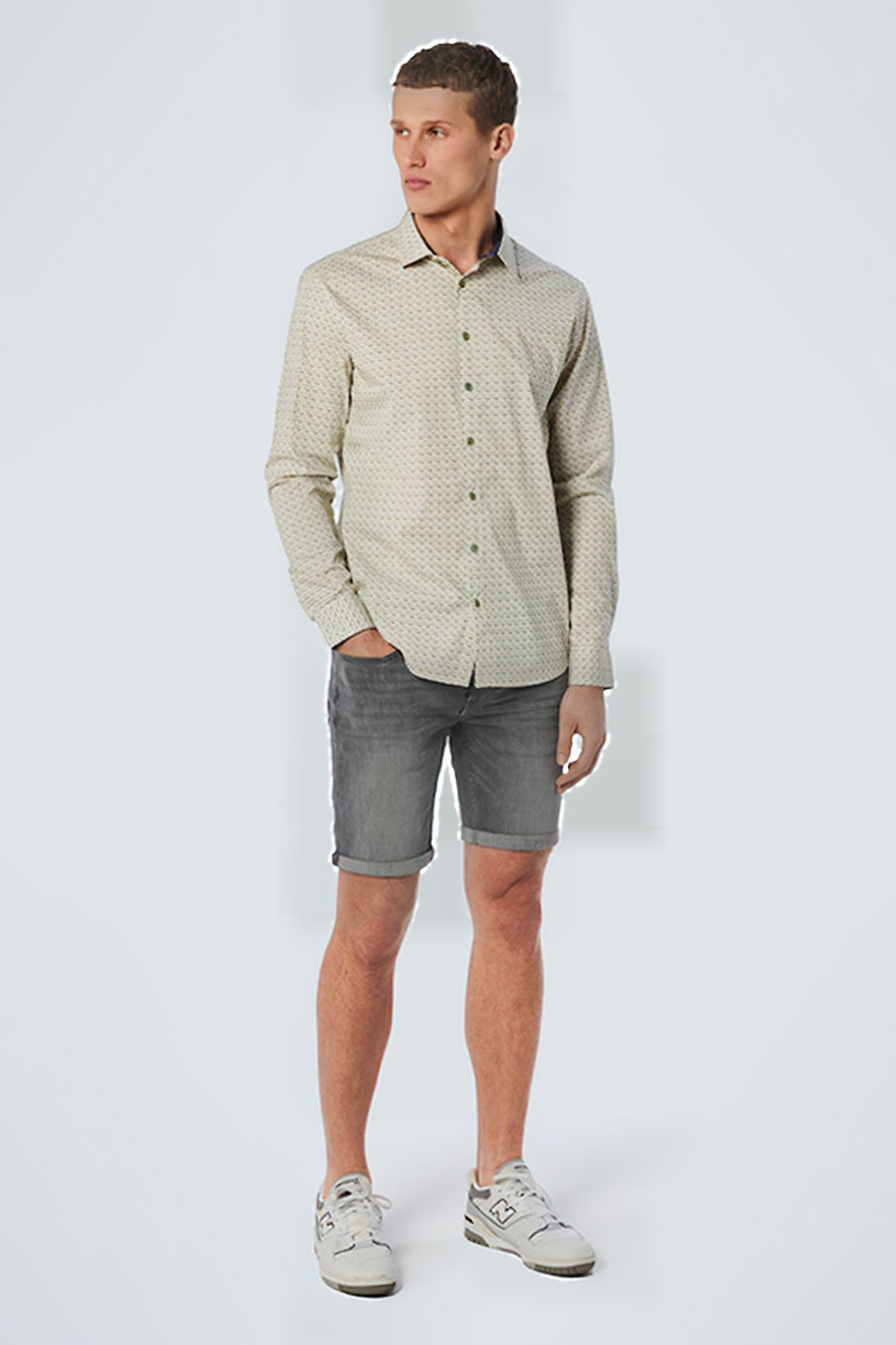 SHIRT ALLOVER PRINTED STRETCH LIGHT GREEN 3