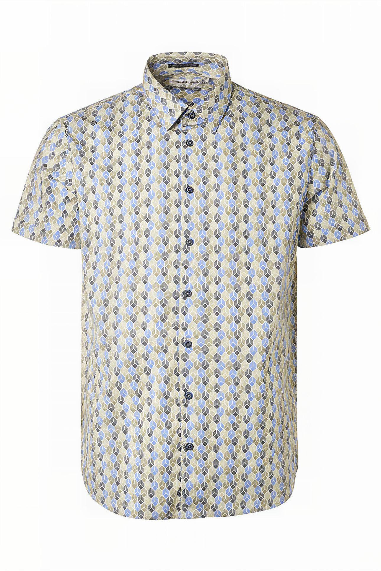 SHIRT SHORT SLEEVE ALLOVER PRINTED STRETCH WASHED BLUE 4
