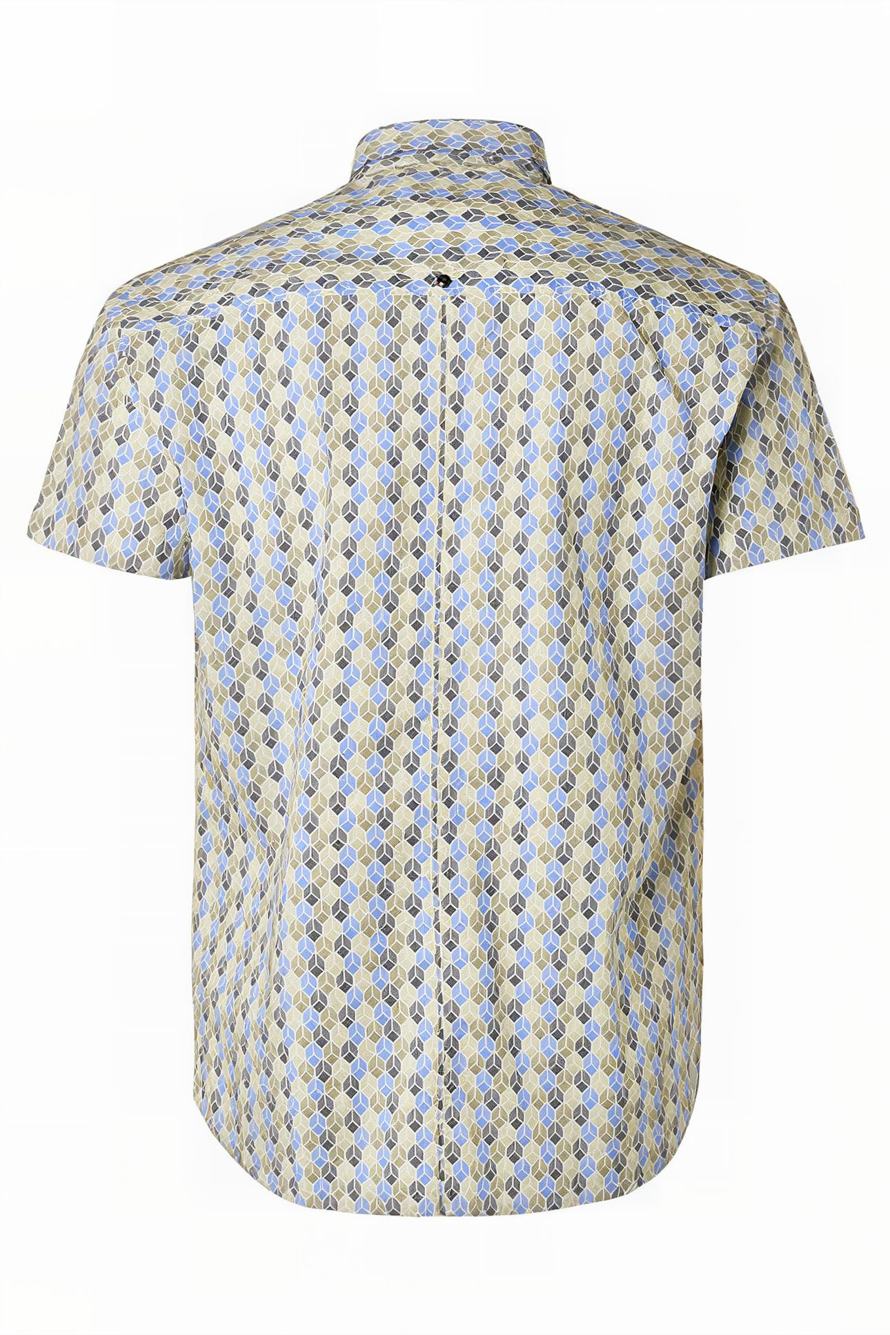 SHIRT SHORT SLEEVE ALLOVER PRINTED STRETCH WASHED BLUE 5