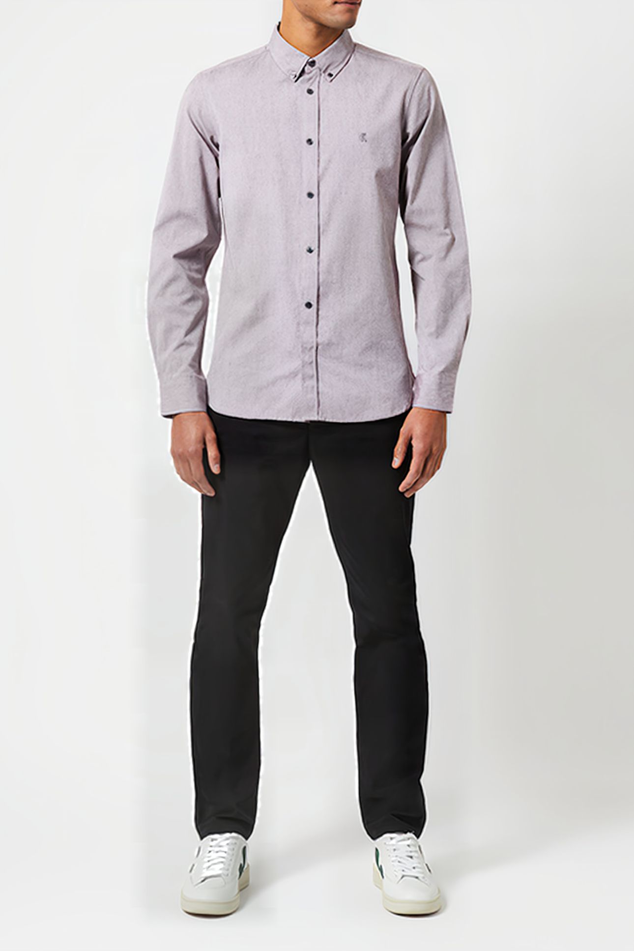 OXFORD LOGO LONG SLEEVE SHIRT BORDEAUX/DARK NAVY 2