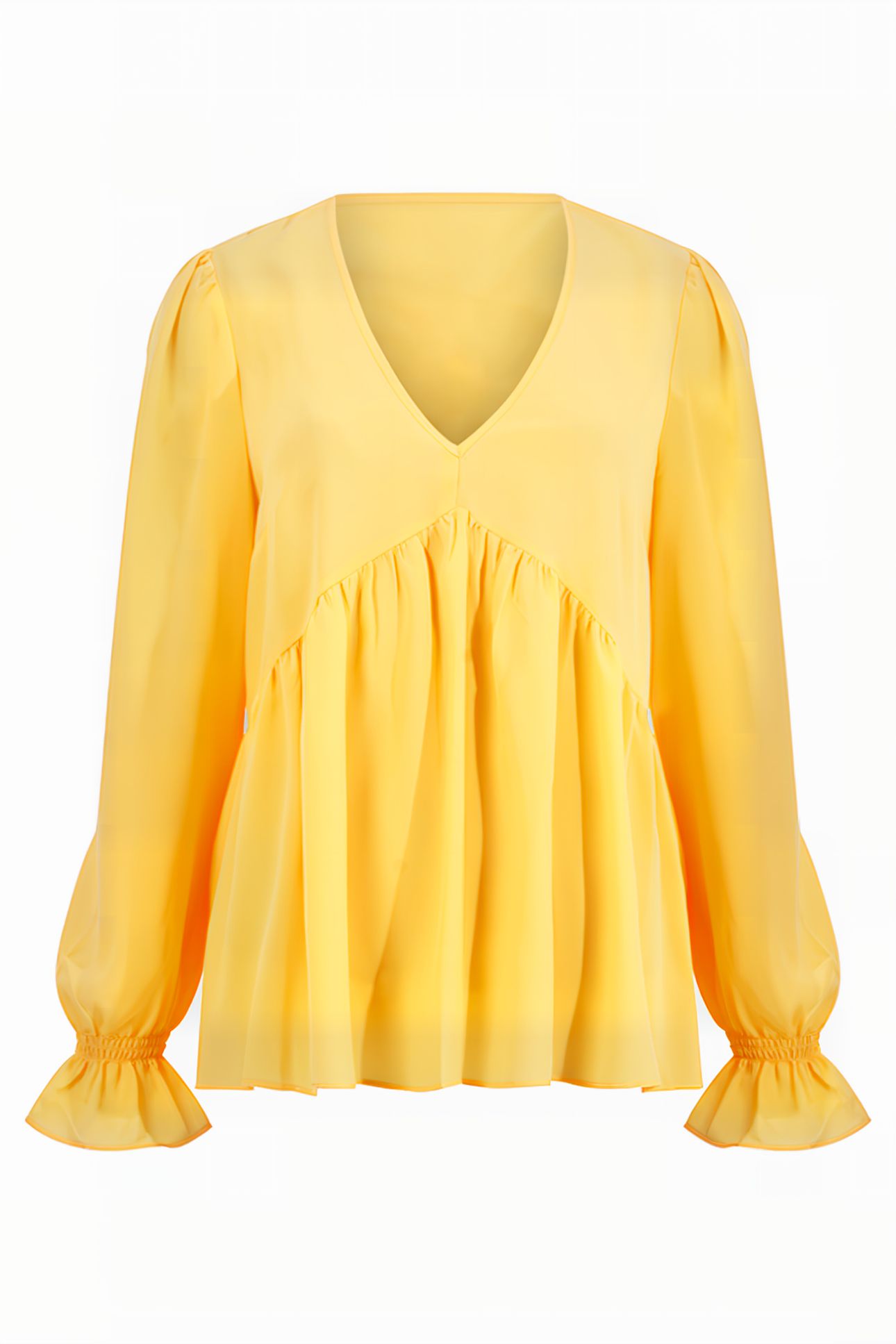 CREPE LIGHT V NECK TOP BUFF YELLOW 3