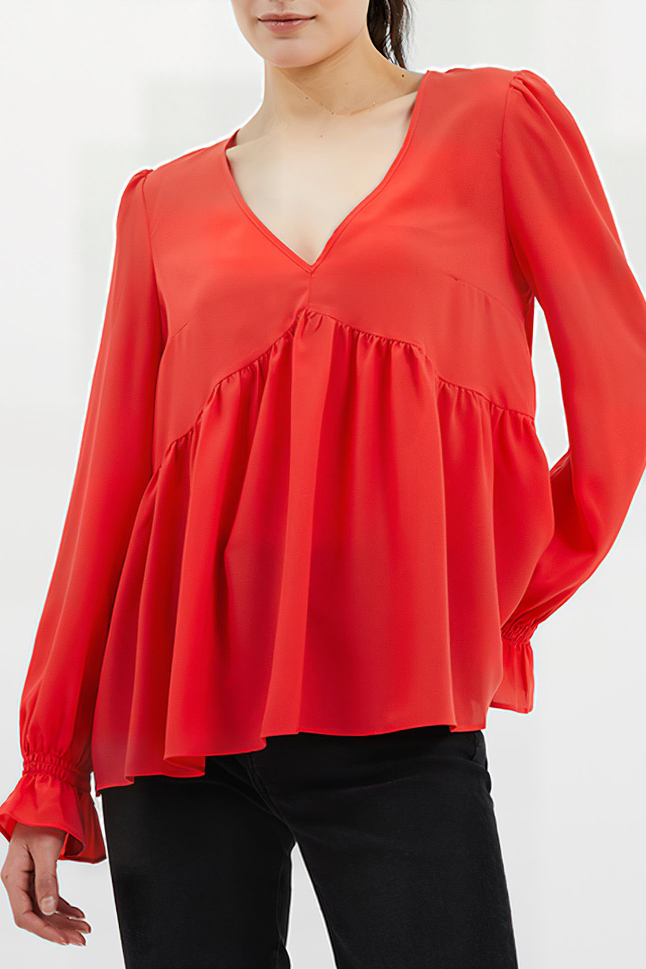 CREPE LIGHT V NECK TOP BITTERSWEET 1