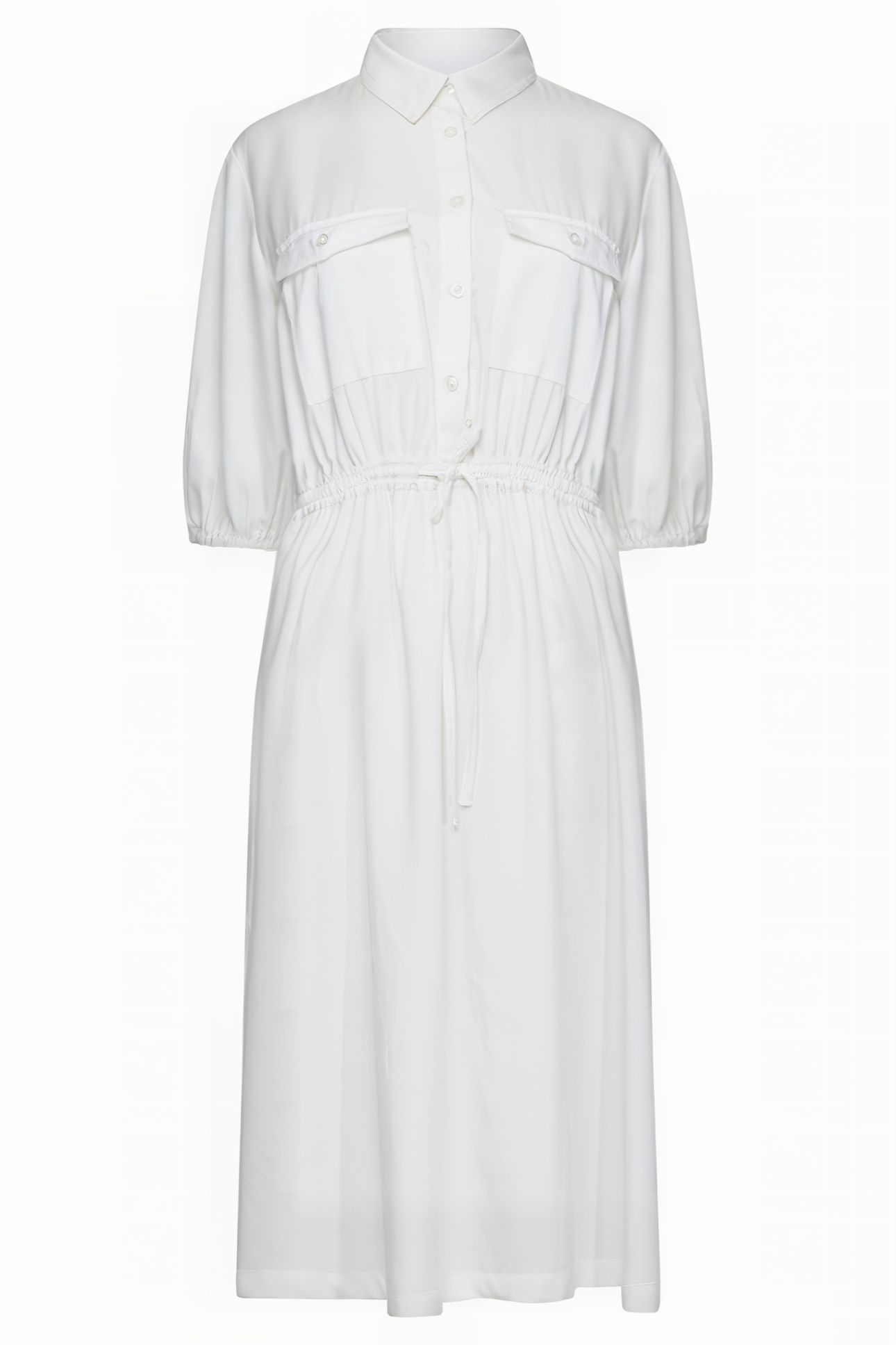 ELKIE TWILL DRAWSTRING DRESS LINEN WHITE 4