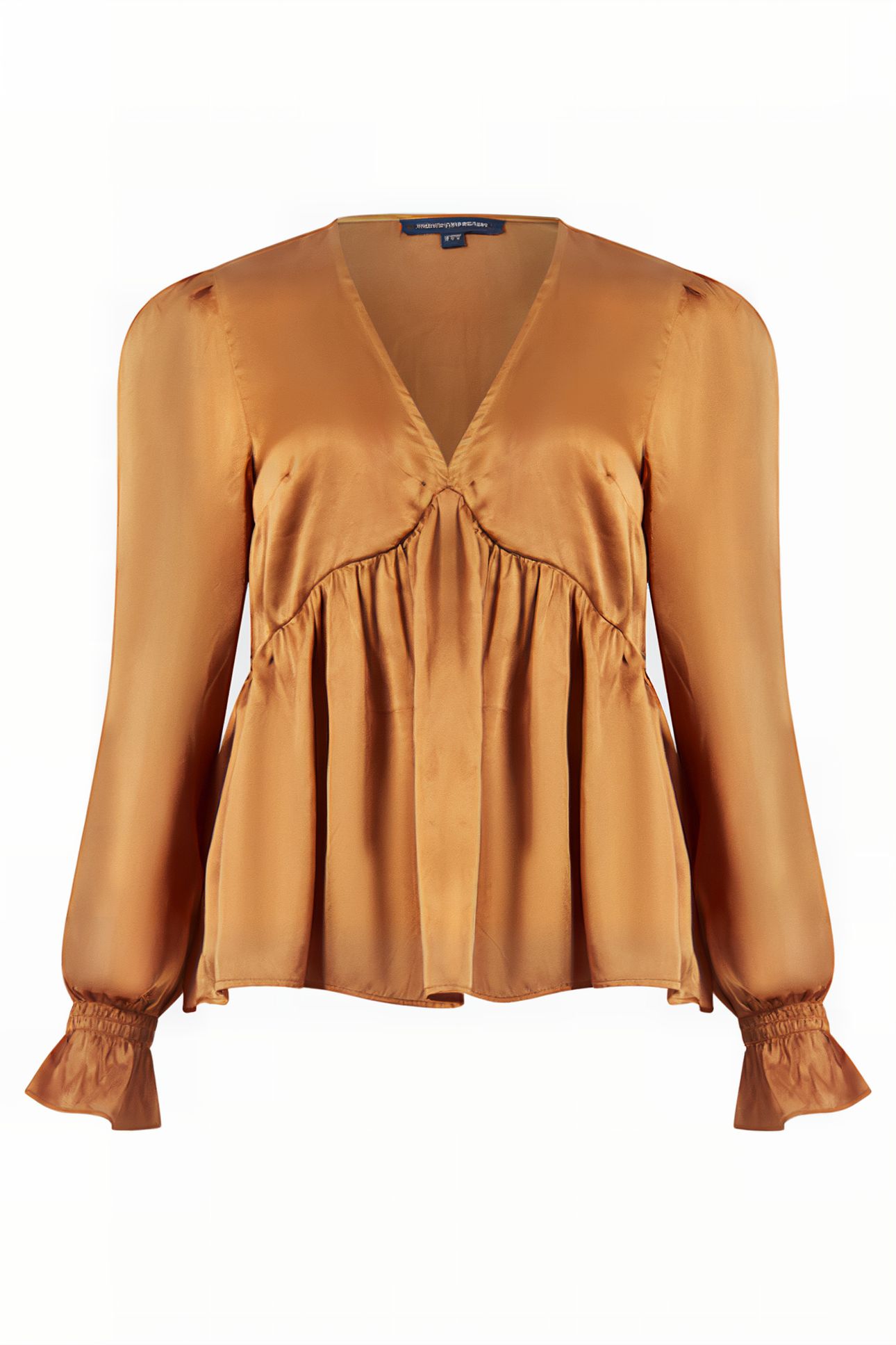 INU SATIN V-NECK EMPIRE TOP HONEY BRONZE 4