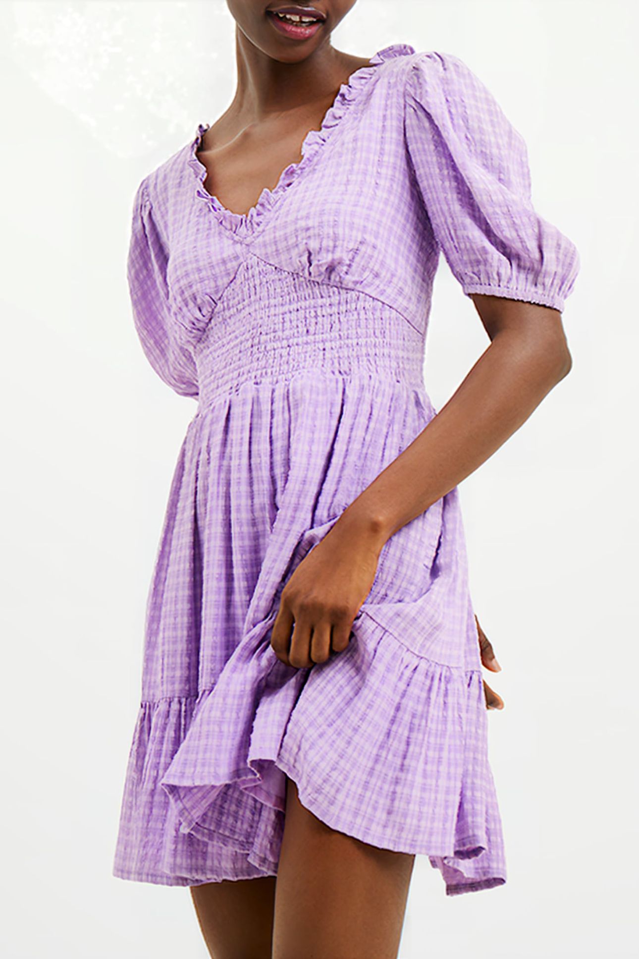 BIRCH PUFF SLEEVE DRESS SHEER LILAC 1