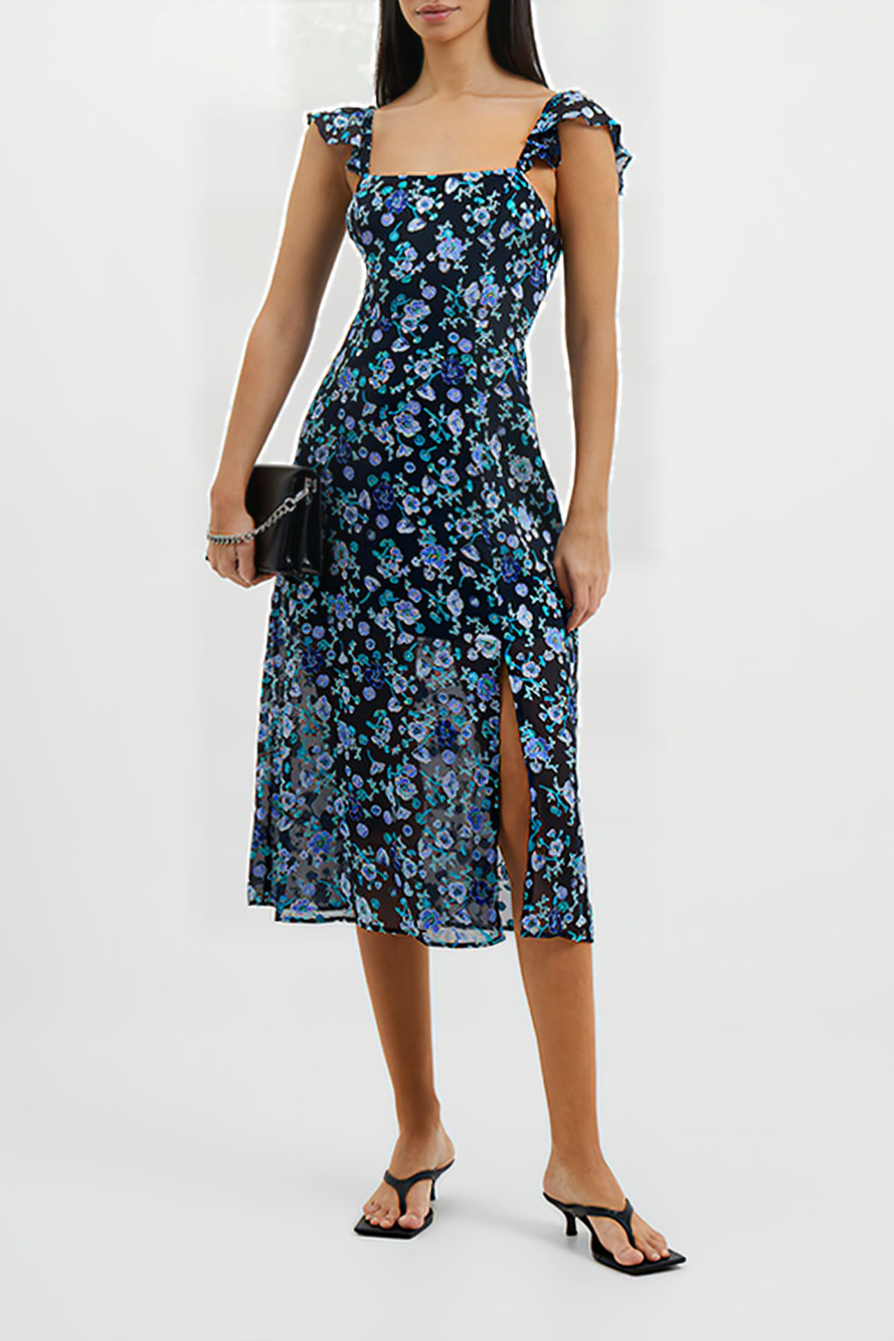 BETTE SATIN BURNOUT DRESS MARINE MULTI 1