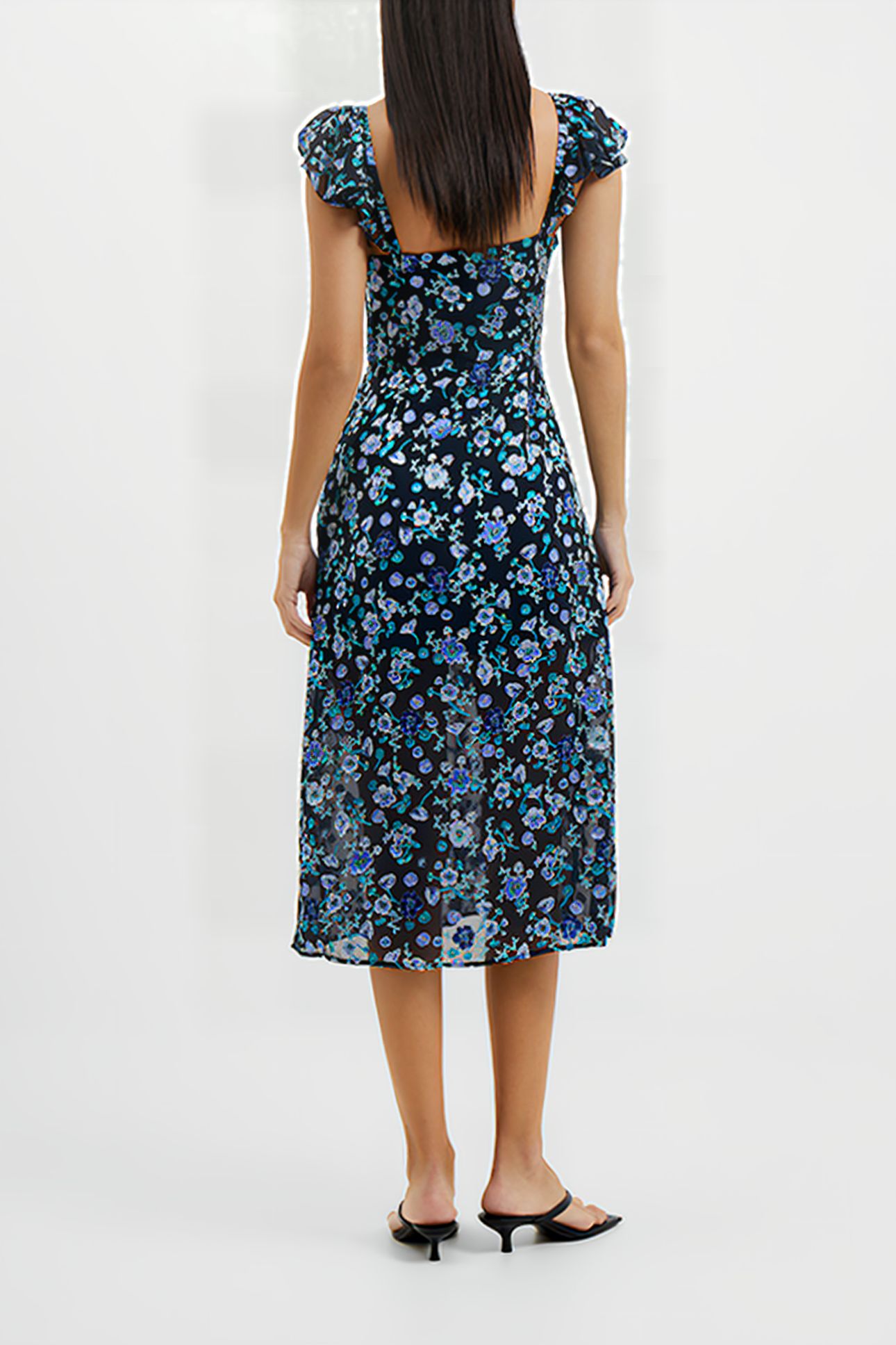 BETTE SATIN BURNOUT DRESS MARINE MULTI 2
