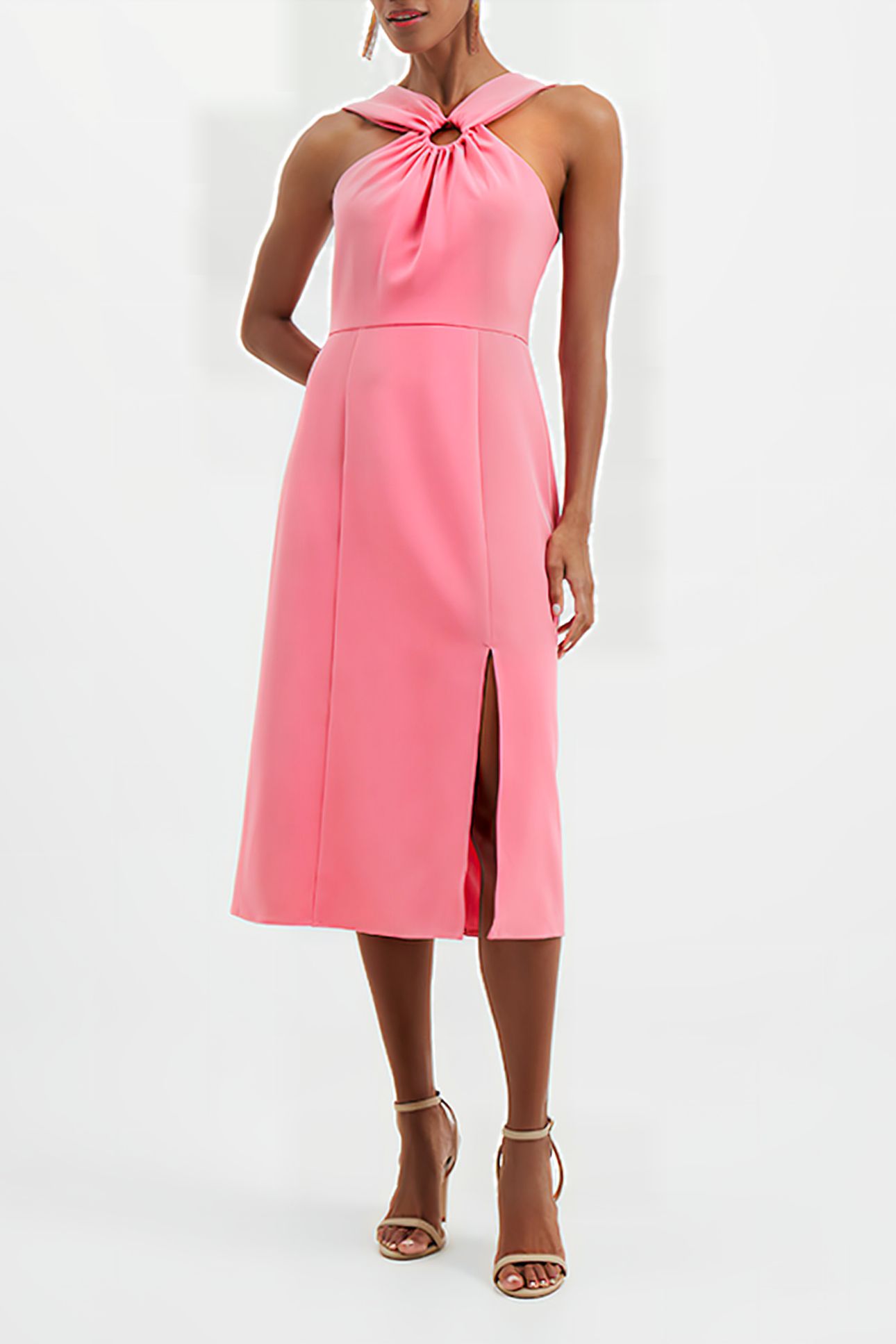 ECO CREPE RING HALTERNECK DRESS CAMELLIA ROSE 1