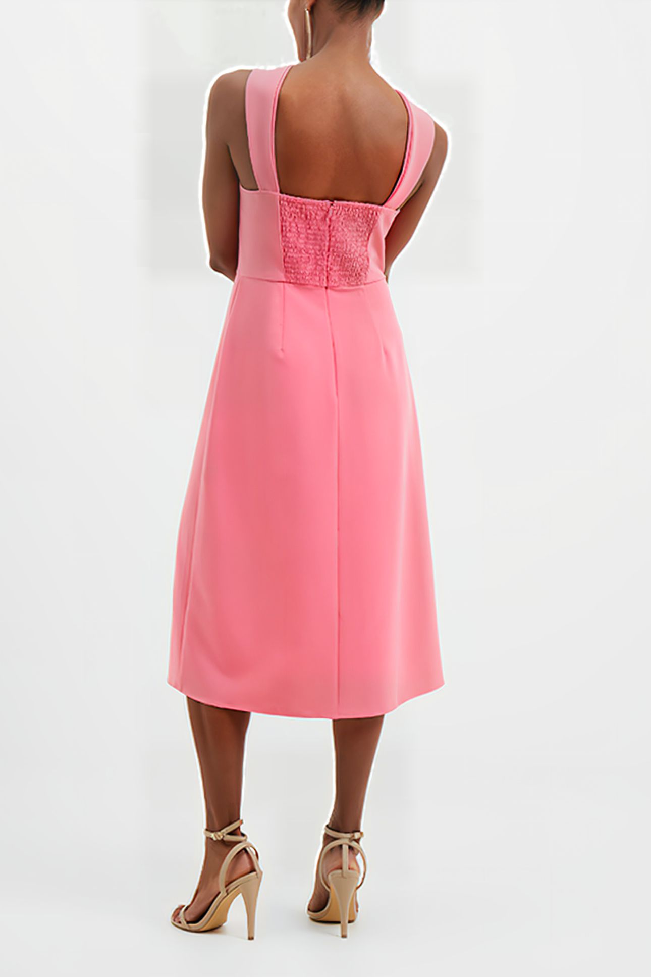ECO CREPE RING HALTERNECK DRESS CAMELLIA ROSE 2