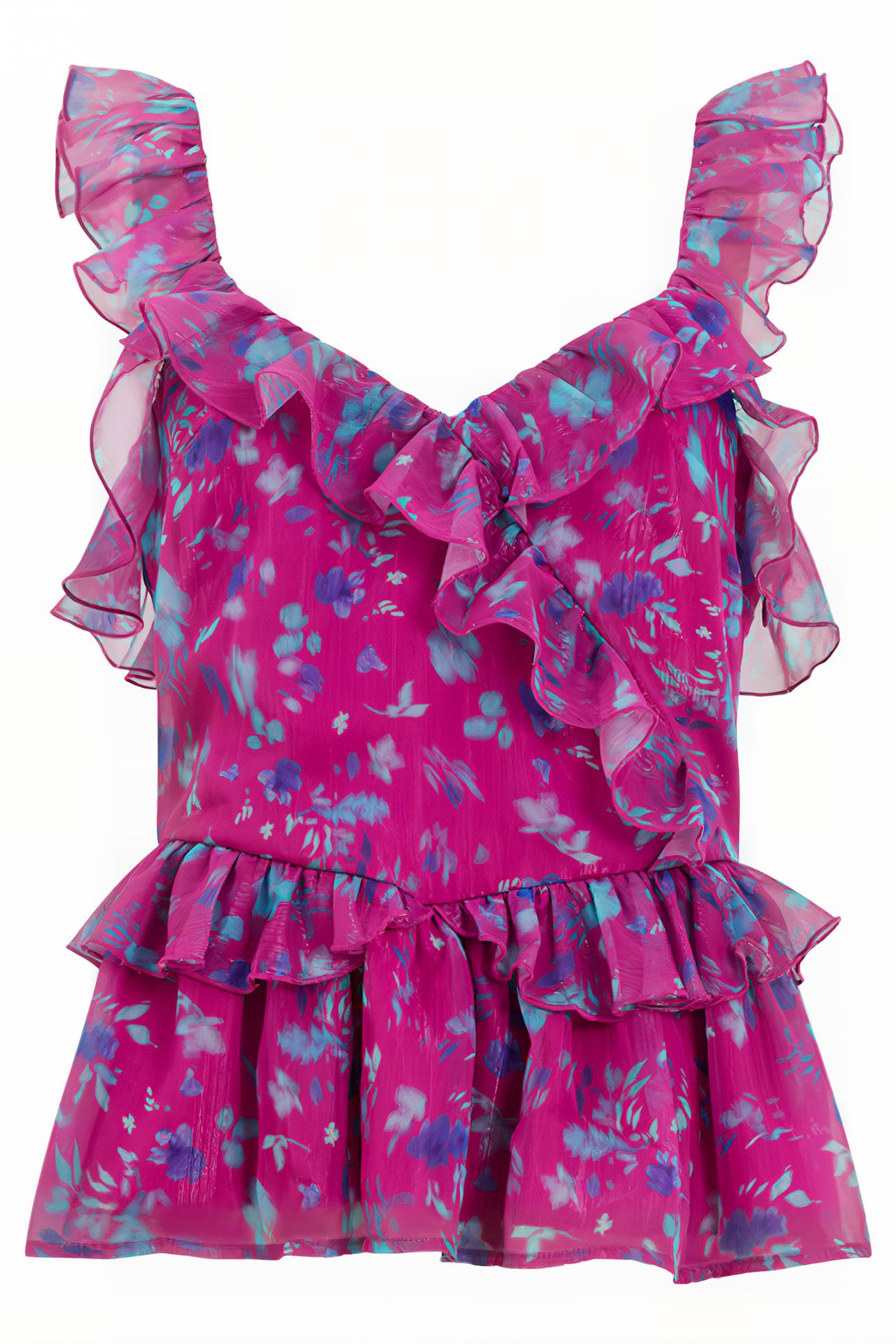 ADEN BAI LUREX FRILL CAMI TOP DAHLIA 4