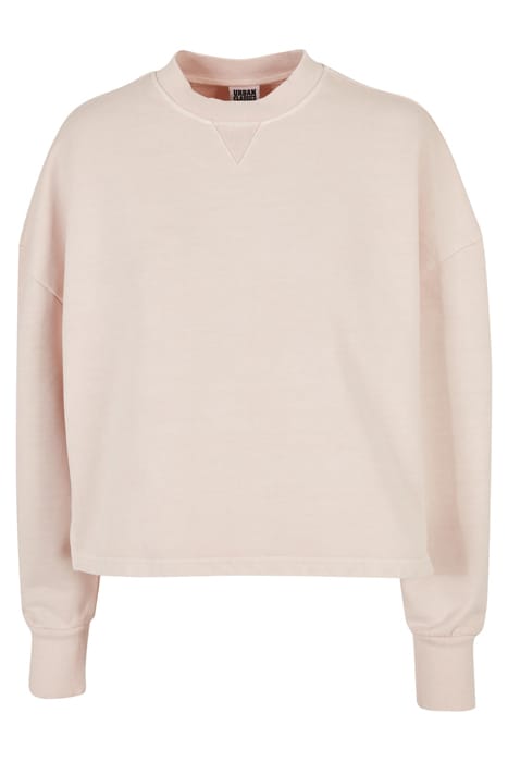 LADIES HEAVY TERRY GARMENT DYE CREWNECK PINK 4