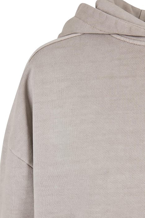 LADIES HEAVY TERRY GARMENT DYE HOODY WARMGREY 9