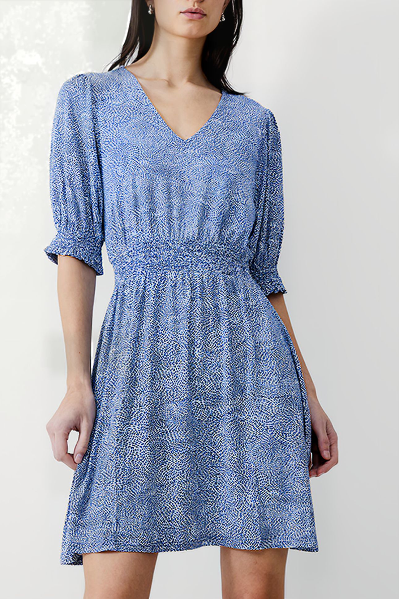 BERNICE SHIRRED DRESS SHORT PLACIDBLUE/DKNVY/WHT 1