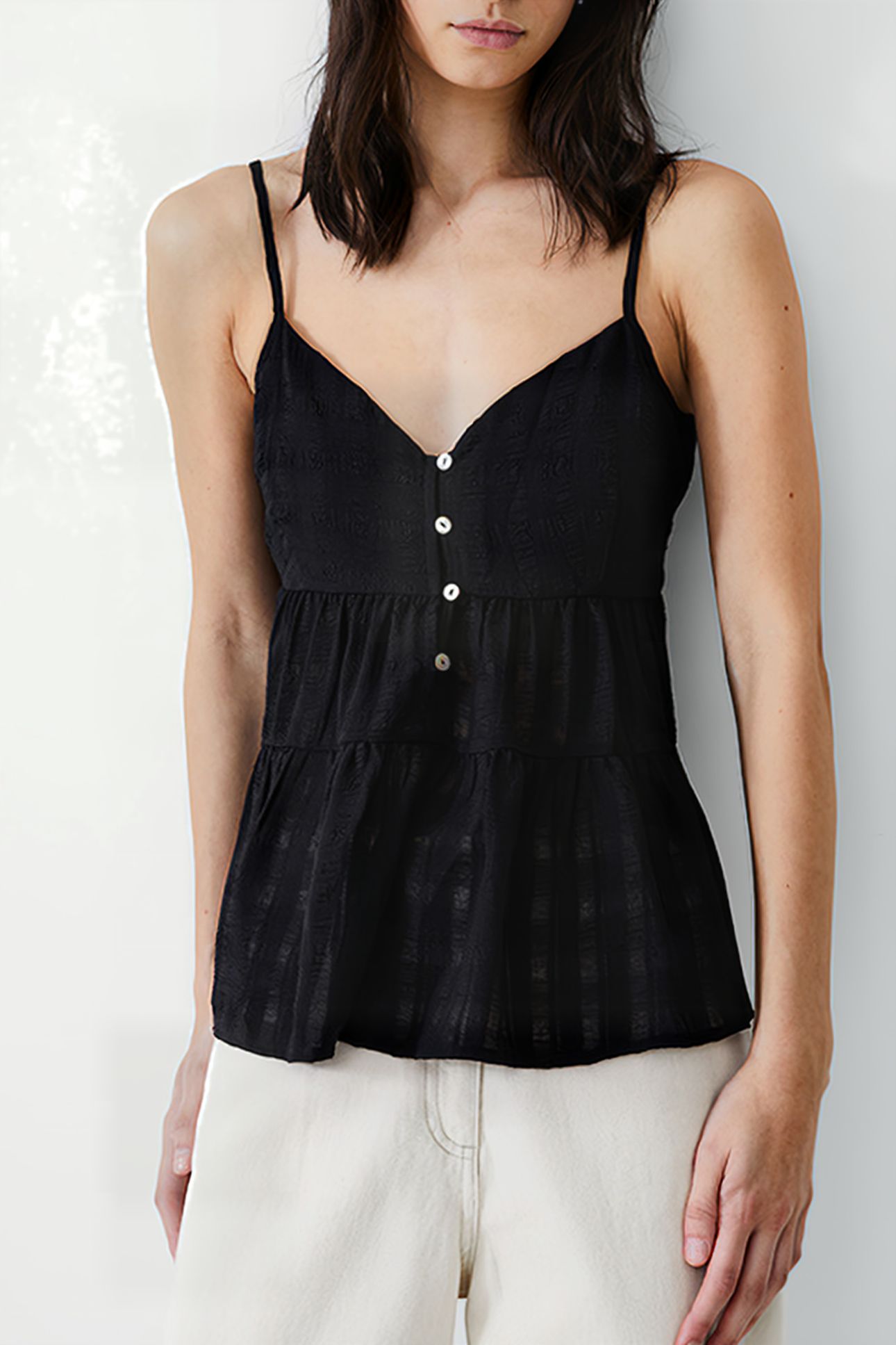 STRAPPY PANELLED CAMI TOP BLACK 1
