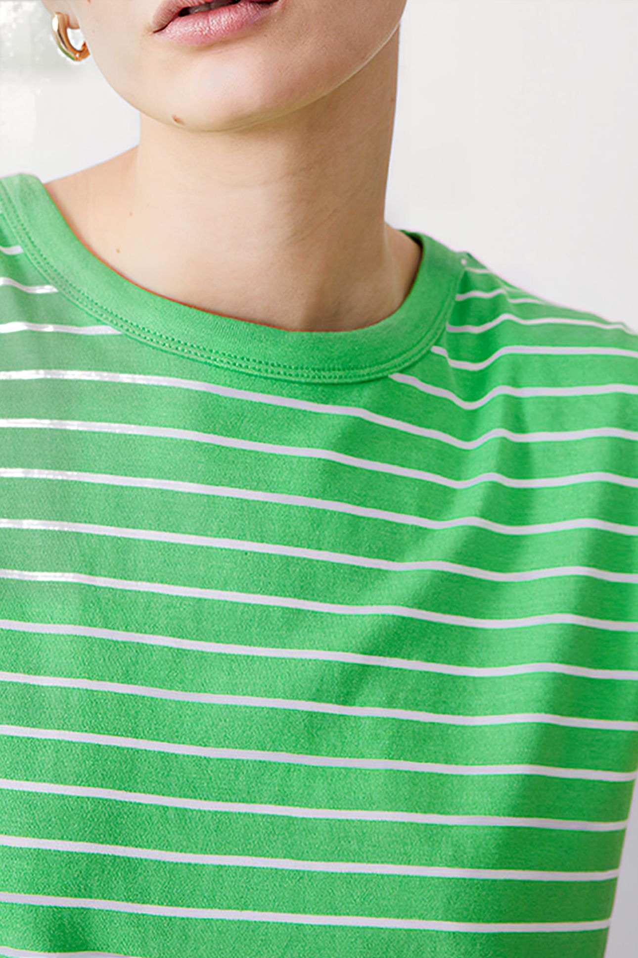 PADDED SHOULDER STRIPE TANK POISE GREEN/WHITE 4