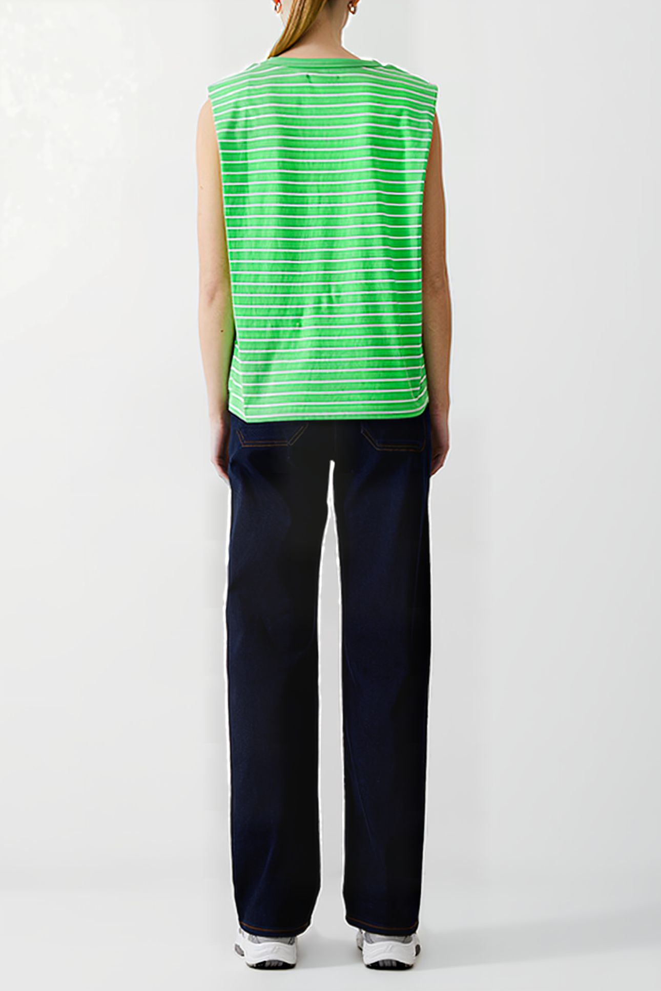 PADDED SHOULDER STRIPE TANK POISE GREEN/WHITE 3