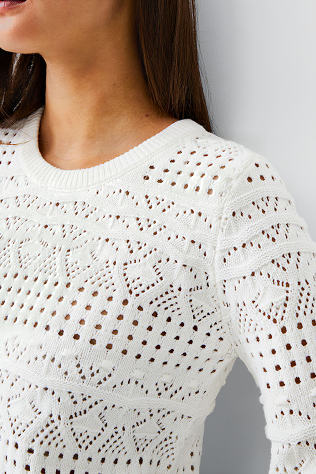 L/S CROCHET BOBBLE KNIT IVORY 4