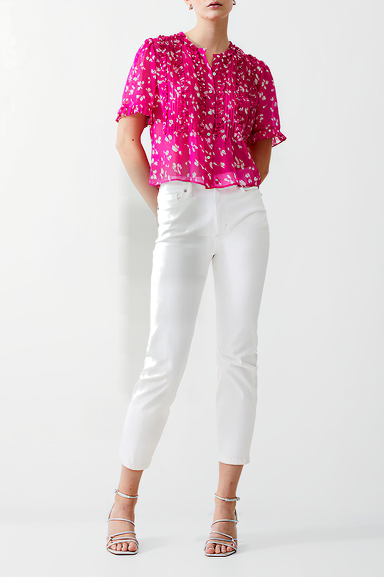 BONITA S/S RUFFLE TOP WILD ROSA 2