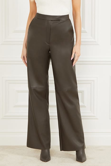 MARCIANO BY GUESS VIXEN WIDE LEG PANT OLIVE LEATHER BRANCH 1