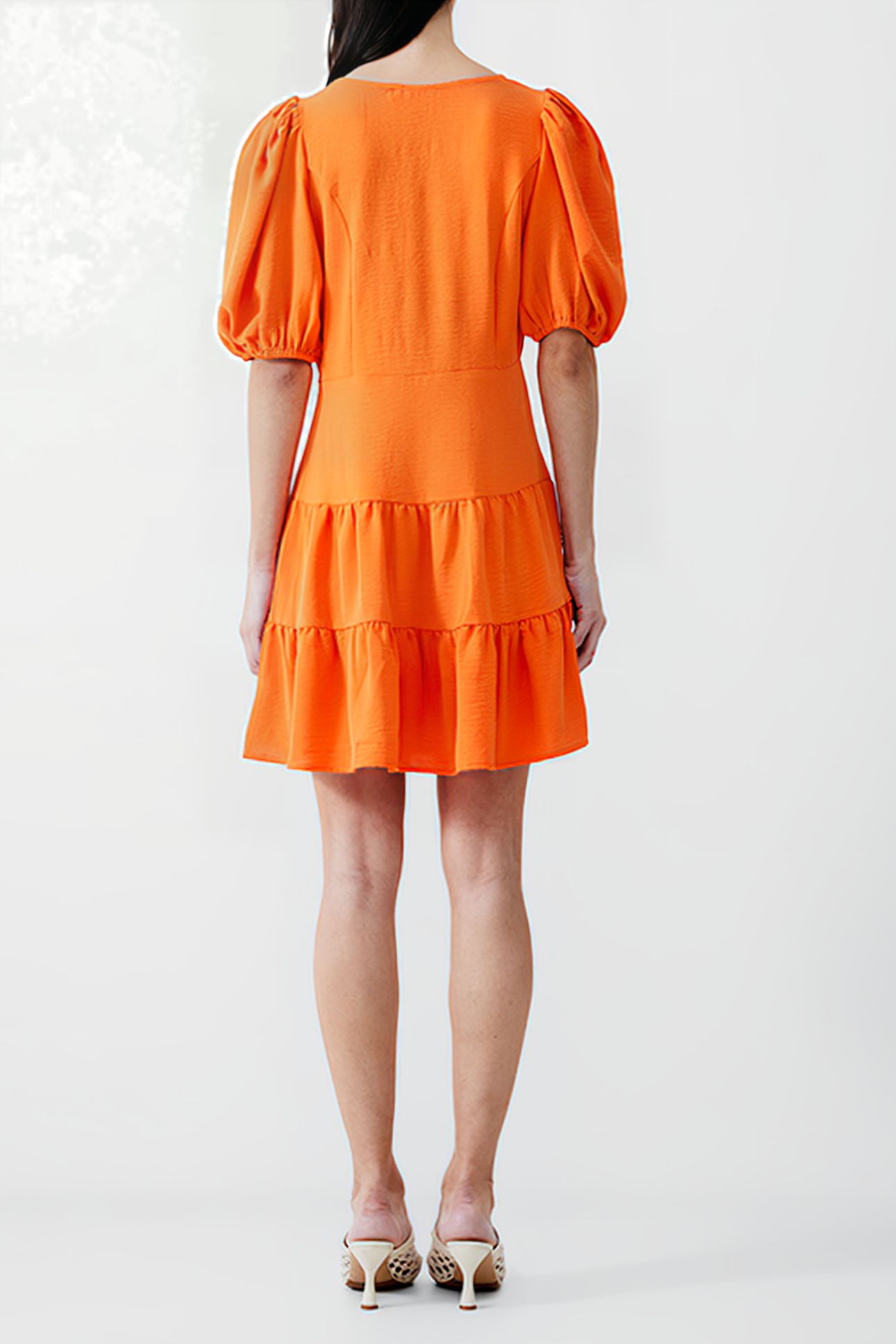 VEE TIERED CRINKLE DRESS KNEE MANDARIN 2