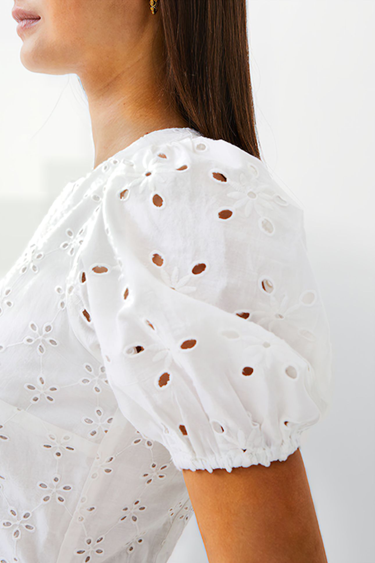 BRODERIE TIERED DRESS L WHITE 4