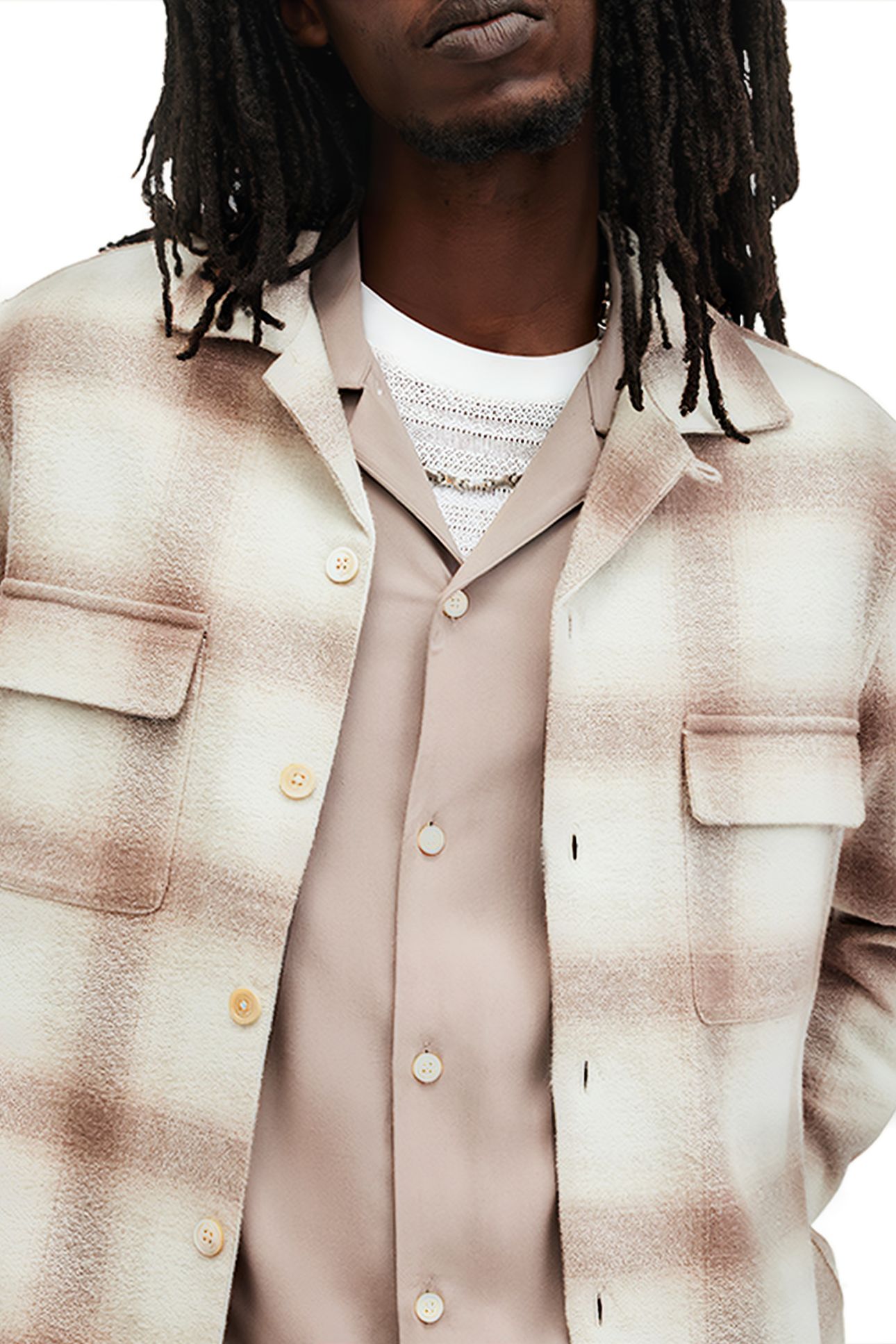 KNOLL LS SHIRT OATMEAL WT/CHESTNU 7