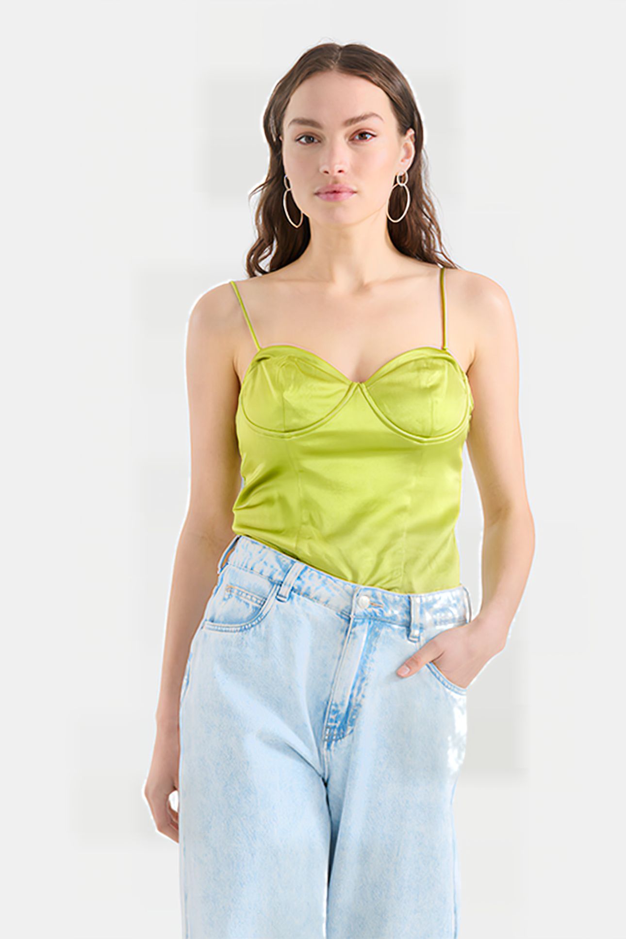 LM-SBSATIN CORSET TOP BRIGHTGREEN 1