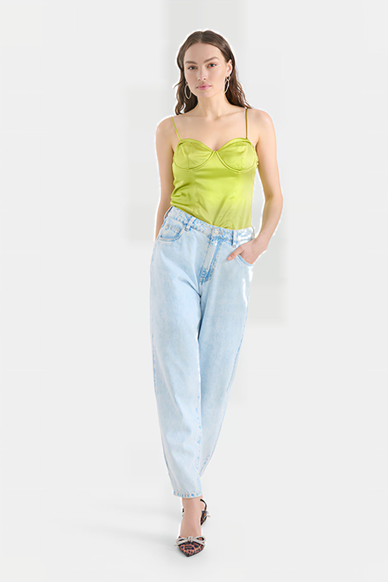 LM-SBSATIN CORSET TOP BRIGHTGREEN 2