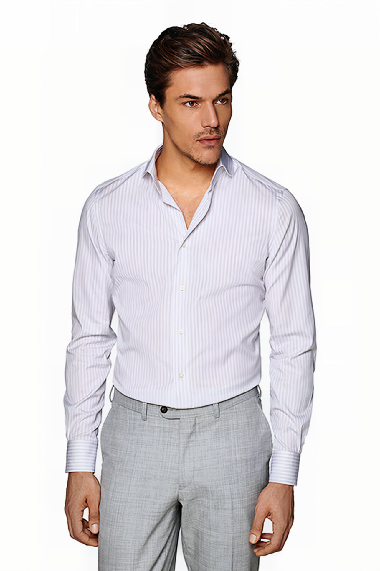 L.GREY STRIPE COTTON TENCEL LIGHT GREY 1