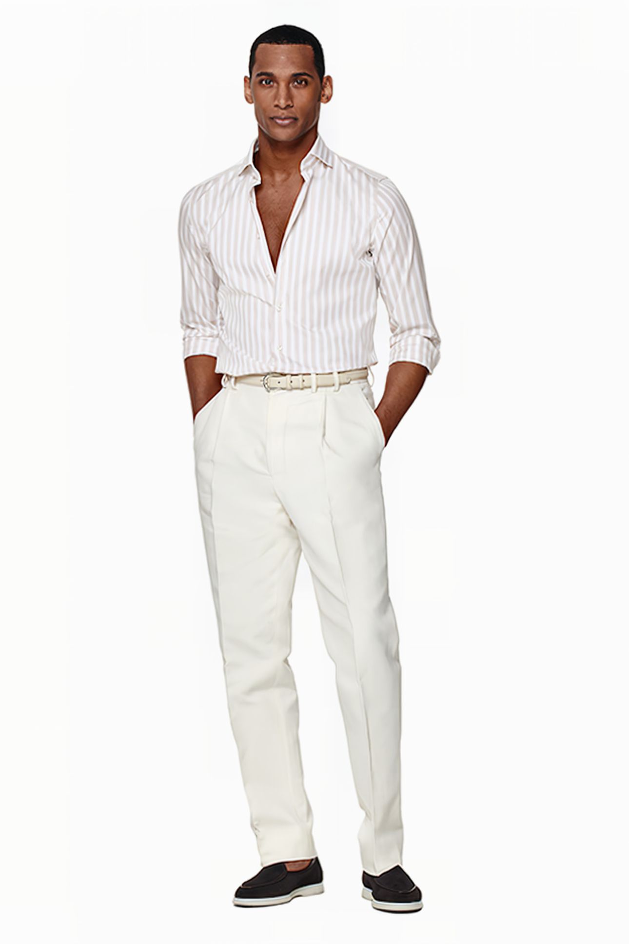 SAND STRIPE COTTON TENCEL LIGHT BROWN 5