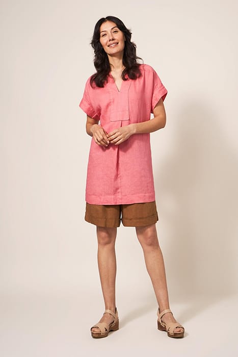 MARIANNE LINEN TUNIC MID RED 1