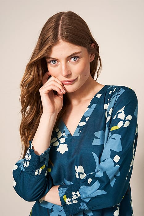 SOPHIE EMBROIDERED SHIRT TEAL 3