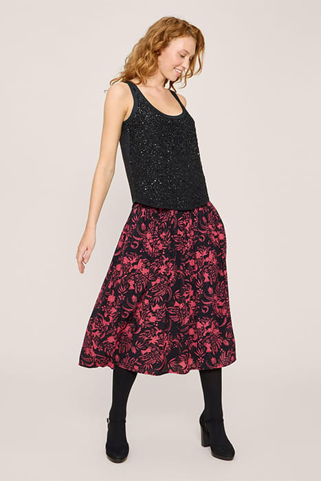 MAEVA MIDI SKIRT BLACK PRINTED 1