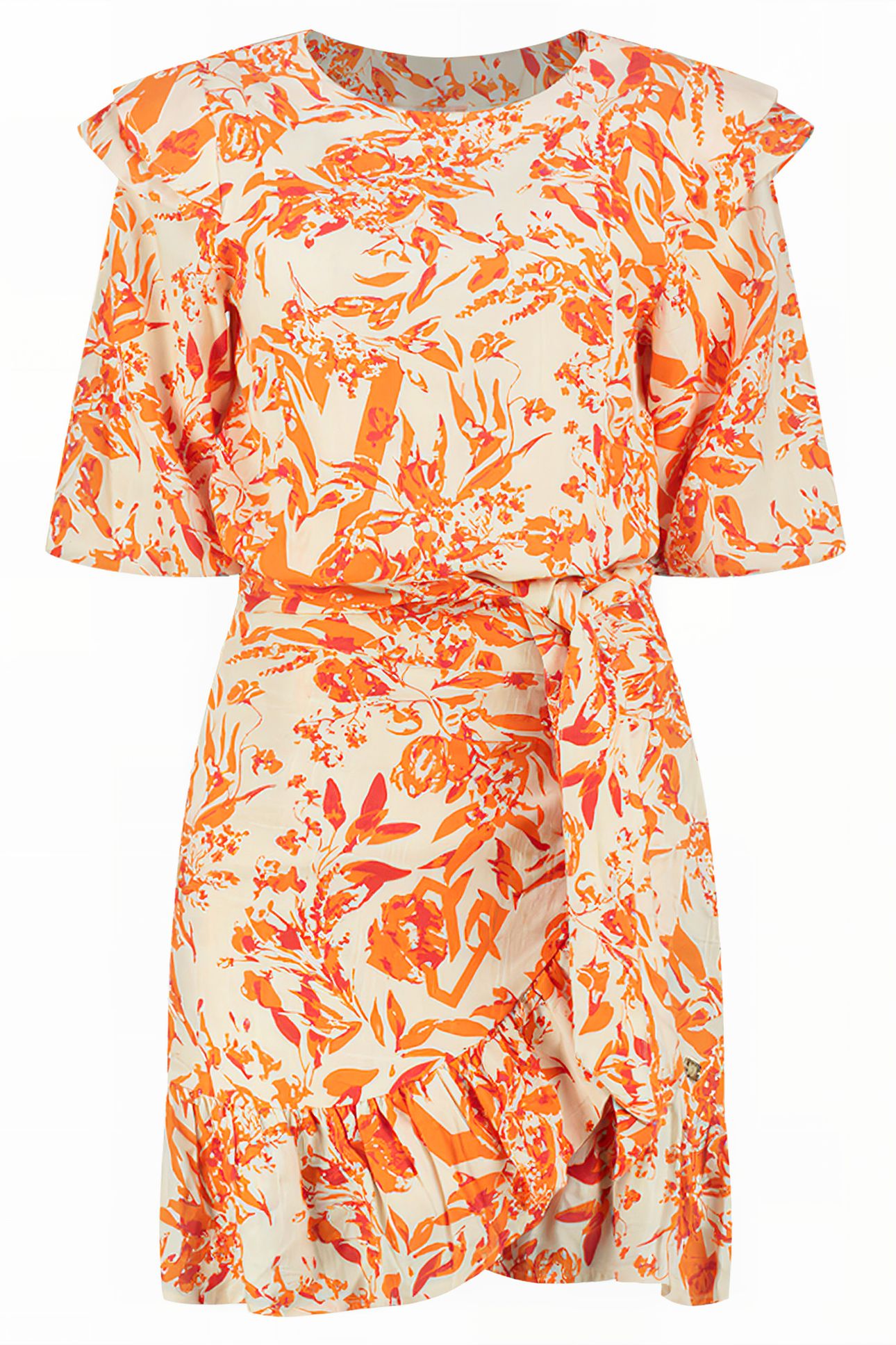 ROSINDA FLOWER DRESS CREAM/SUN ORANGE 1
