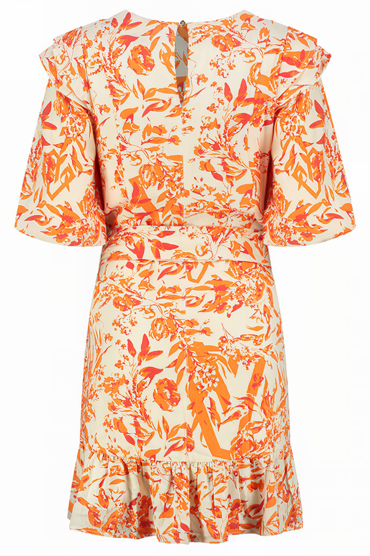 ROSINDA FLOWER DRESS CREAM/SUN ORANGE 2