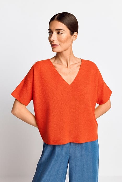 FINEGAUGE SEAMLESS PULLOVER GRS CHERRY TOMATO 1