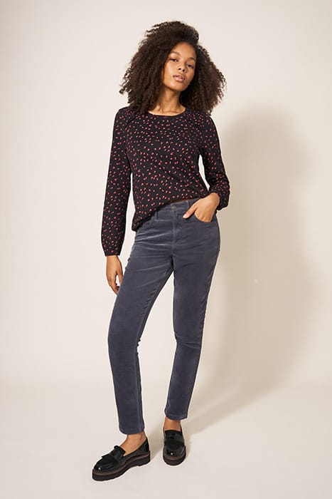 AMELIA SKINNY CORD TROUSER MID GREY 1