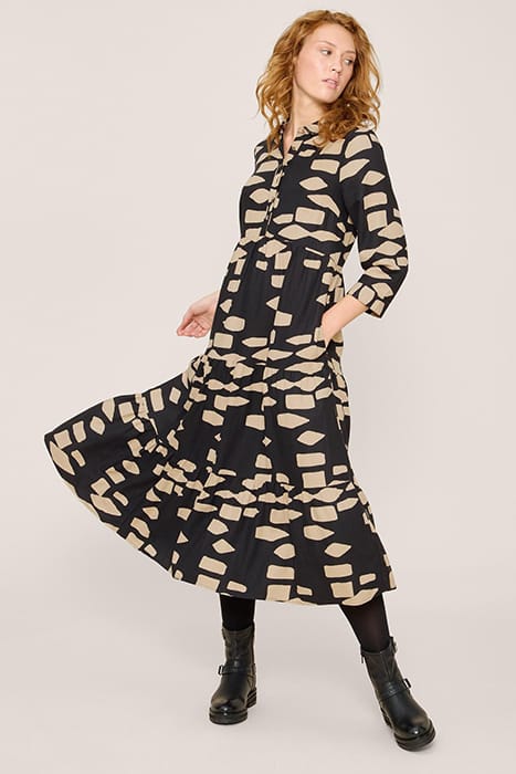 MAYA TIERED SHIRT DRE BLACK PRINTED 3