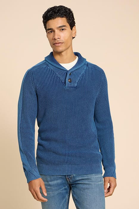 RIBBED SHAWL NECK JUMPER DARK NAVY 1