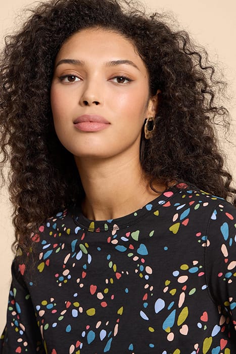 TASHA TIE HEM TOP BLACK PRINTED 4