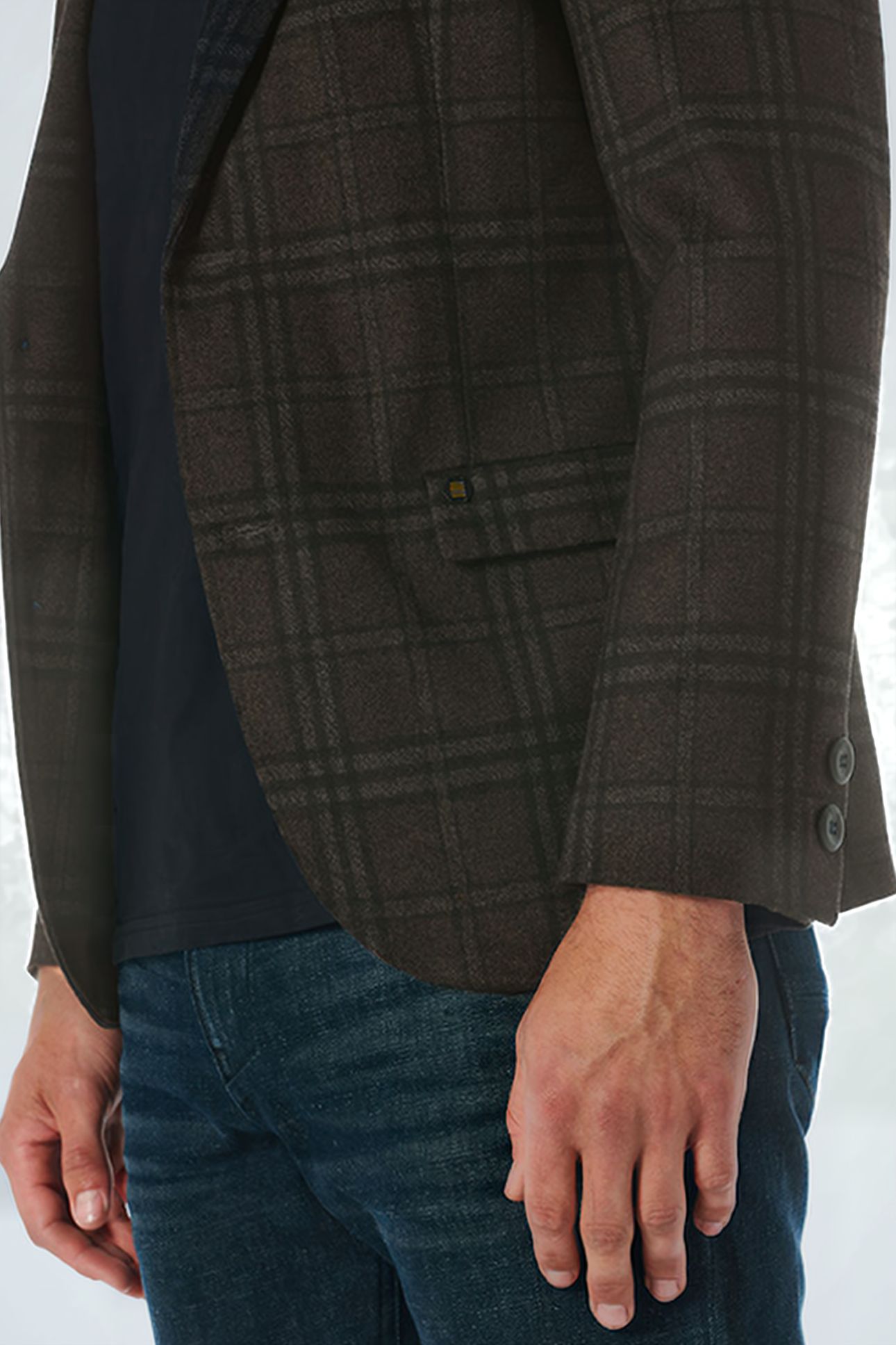 BLAZER JERSEY STRETCH CHECK COFFEE 6